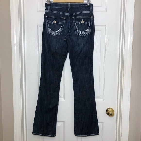 Rock & Republic Kasandra Embroidered Midrise Dark Blue  Wash Bootcut Jeans 4M - Picture 3 of 16